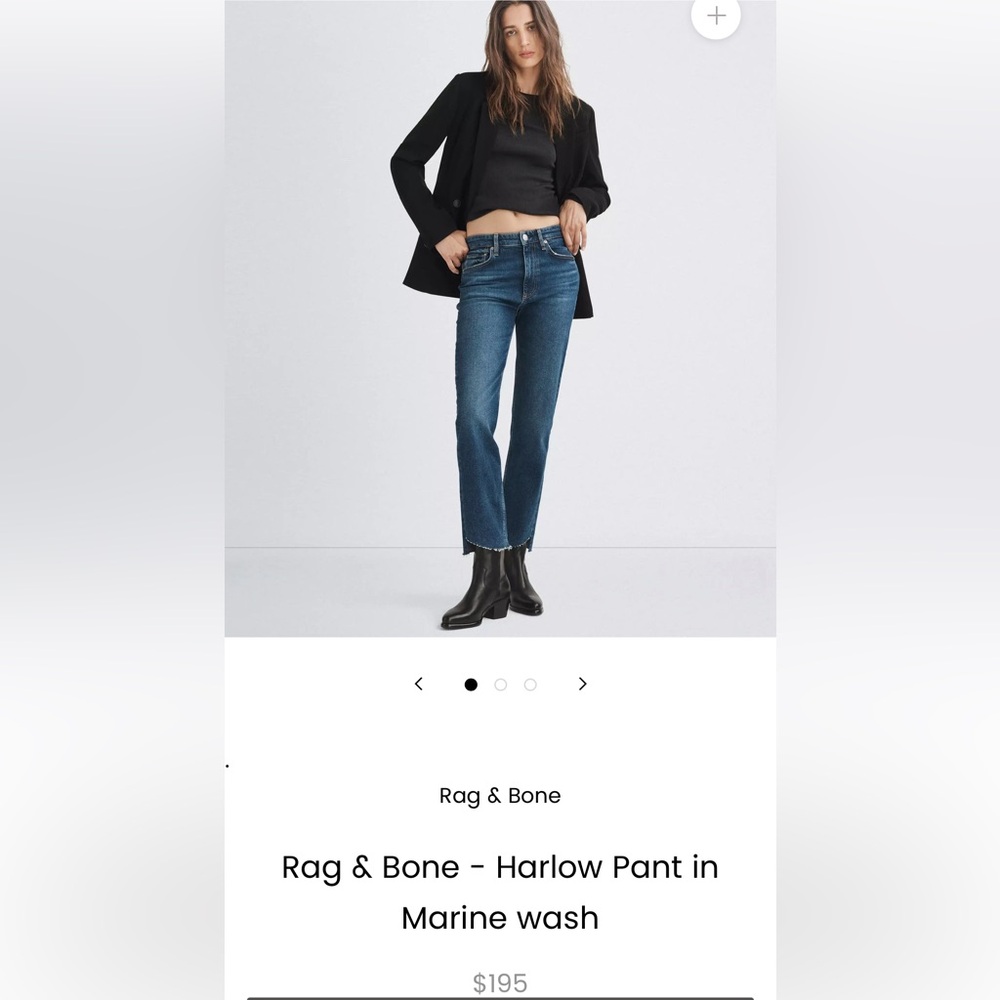 Rag and Bone Jeans Harlow Mid-Rise Straight in Marine Wash